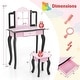 preview thumbnail 38 of 53, Costway Kids Vanity Table & Stool Set with Cute Polka Dot Print - See Details