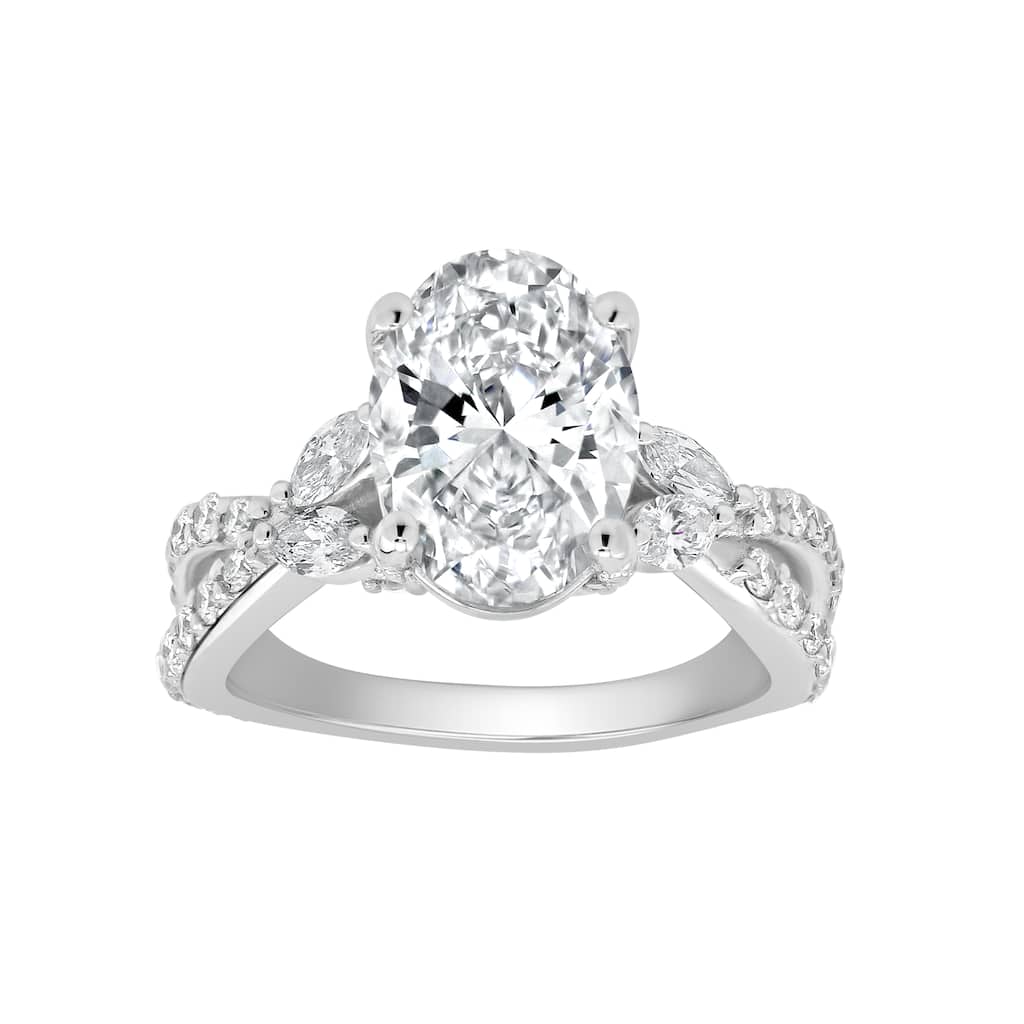 Auriya 14k Gold 6 1/2ctw Oval Lab grown Nature's Inspired Diamond Engagement Ring (E-F VS)
