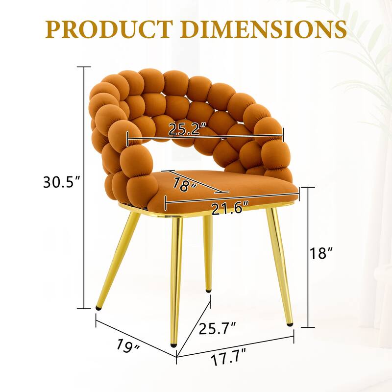 Bubble Chair Dining Chair Side Chair Vanity Chair Velvet Chair Coffee Chair Gold Orange Office Chair Lounge Chair