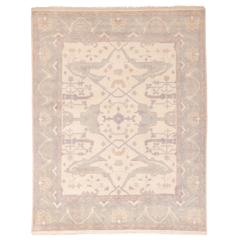 ECARPETGALLERY Hand-knotted Royal Oushak Ivory Wool Rug - 8'2 x 10'2