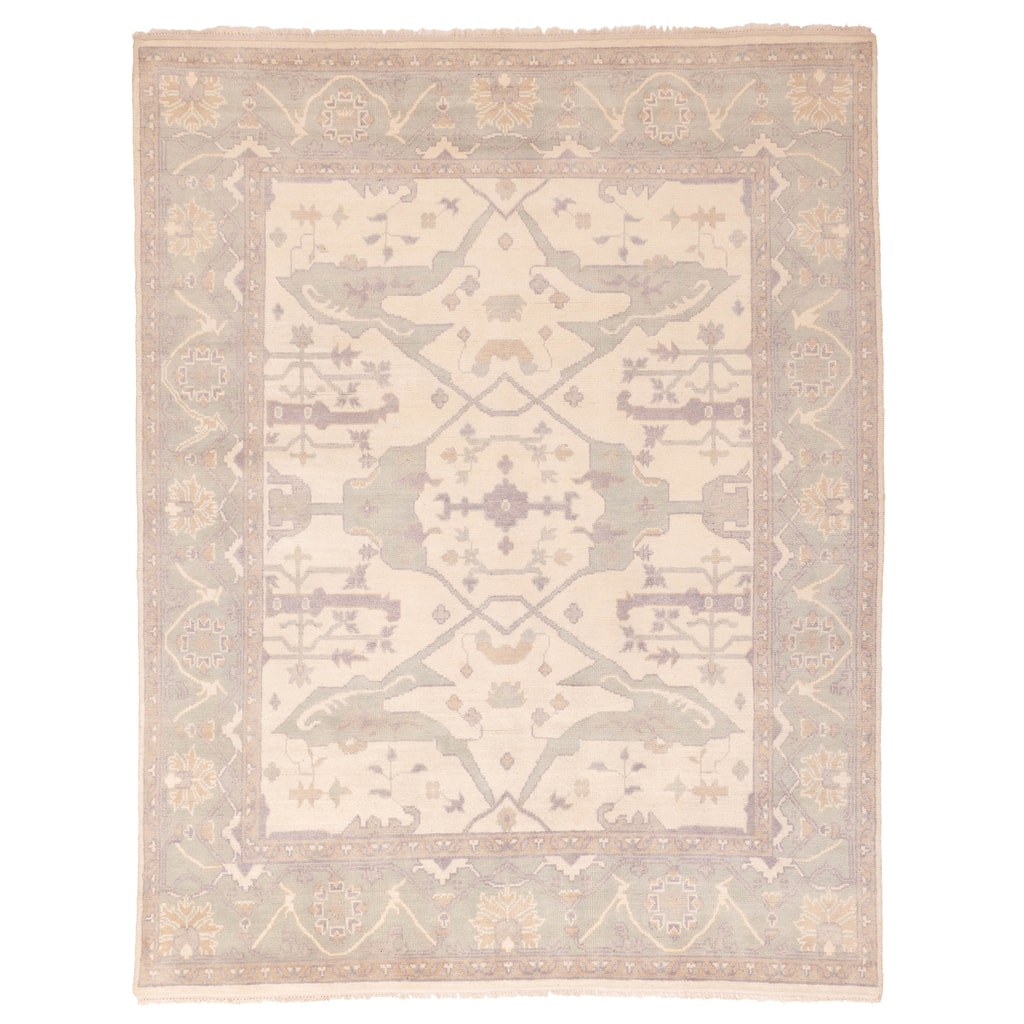 ECARPETGALLERY Hand-knotted Royal Oushak Ivory Wool Rug - 8'2 x 10'2