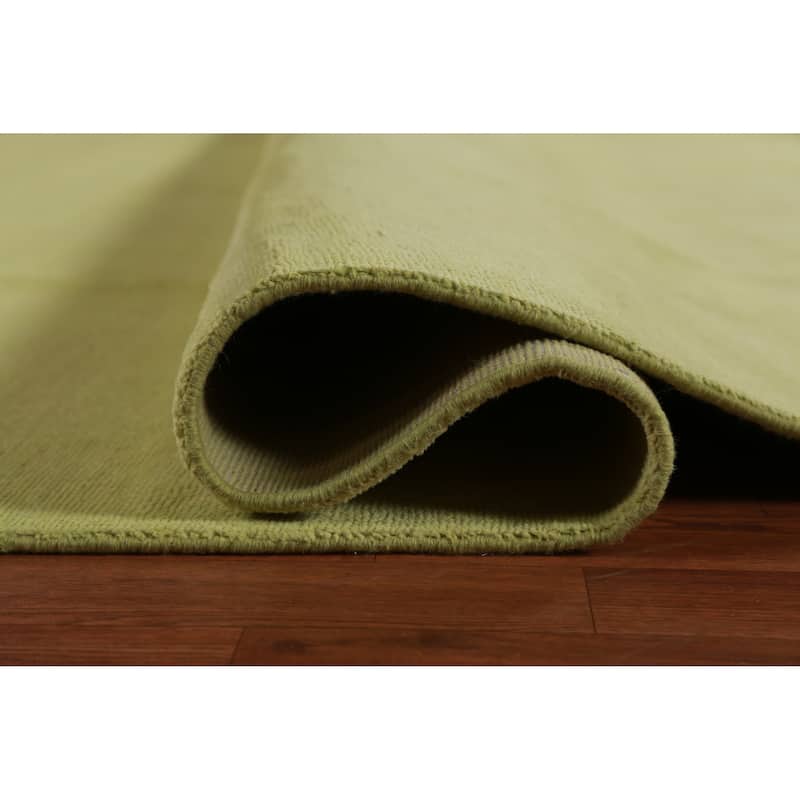 Hand Knotted Oriental 100% Wool Carpet Modern Solid Green Gabbeh Area Rug - 14' 0'' X 10' 1''
