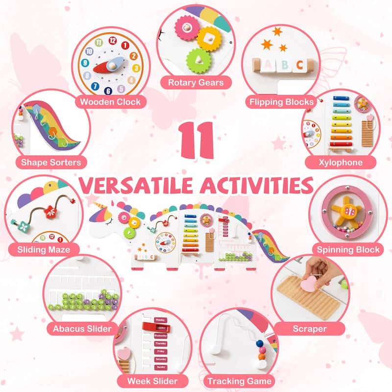 Costway 11-in-1 Unicorn Activity Wall Busy Board Panels for Education - See Details
