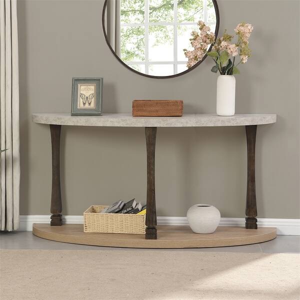 60 inch Long Semi Circle Demilune Sofa Table,Wooden Console Tables