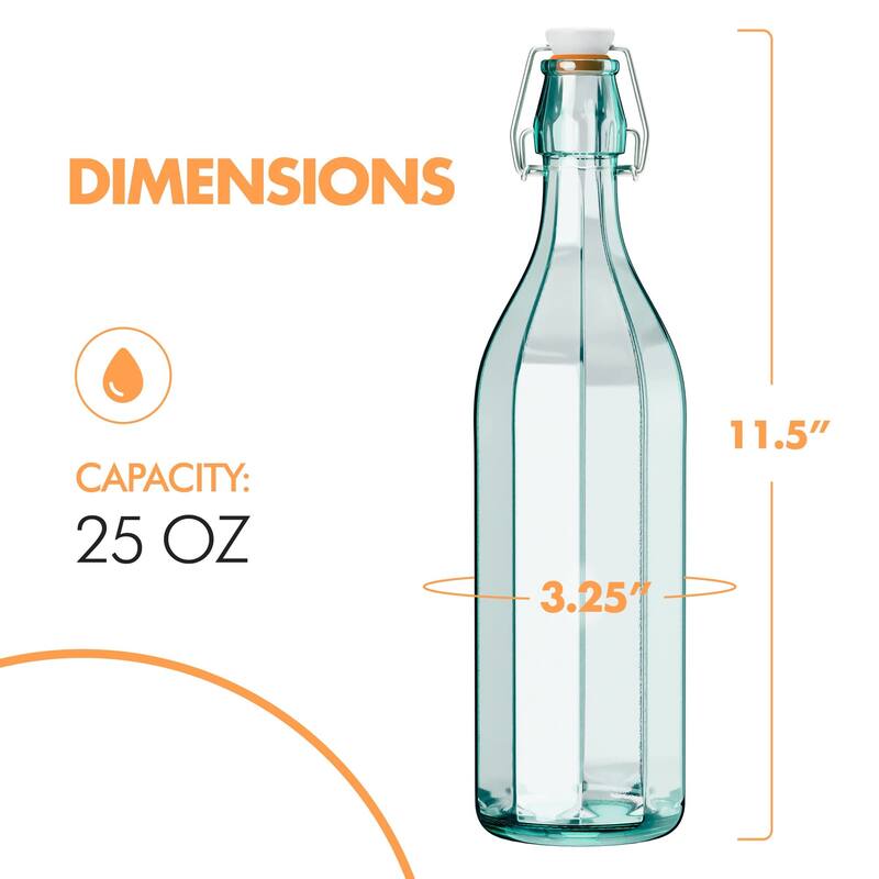 Amici Home Set of 4 Faceted Hermetic Glass Bottles - 25 oz