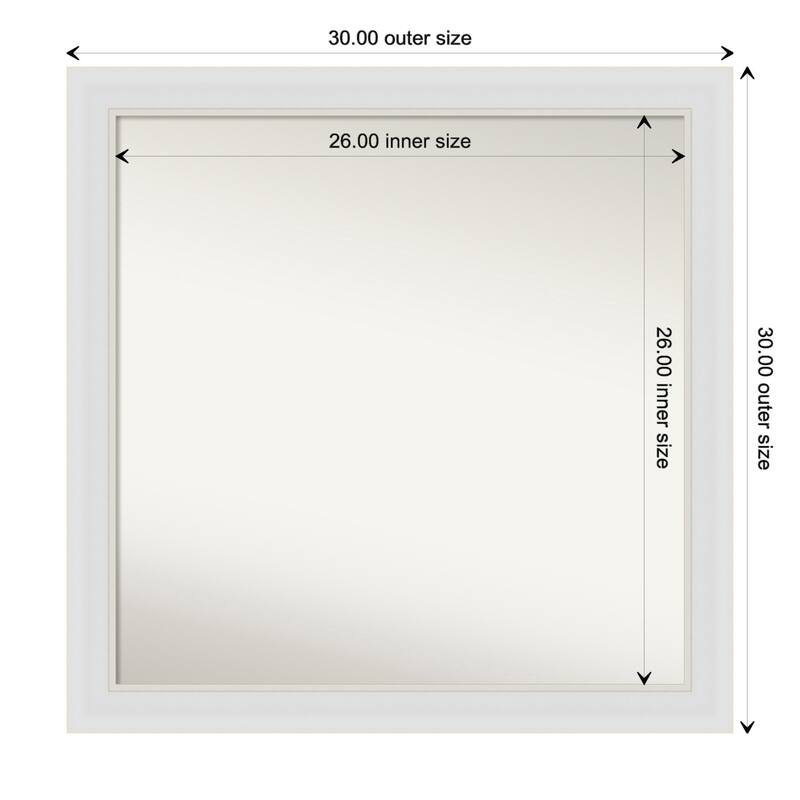 Flair Soft White Narrow Framed Non-Beveled Custom Wall Mirror, Bathroom Vanity Mirror - Outer Size: 30 x 30