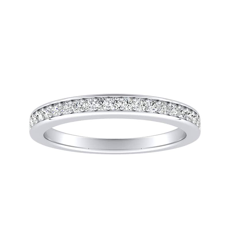 Auriya 14k Gold 1/5ctw Round Diamond Wedding Band - White - 8.5