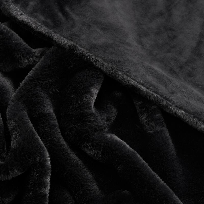 Lucky Brand Solid Synthetic Fur Rabbit 50" x 70" Throw Blanket