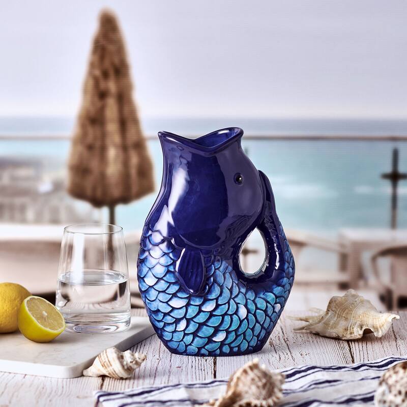 Fitz and Floyd Blue Fin Pitcher, 1 Quart