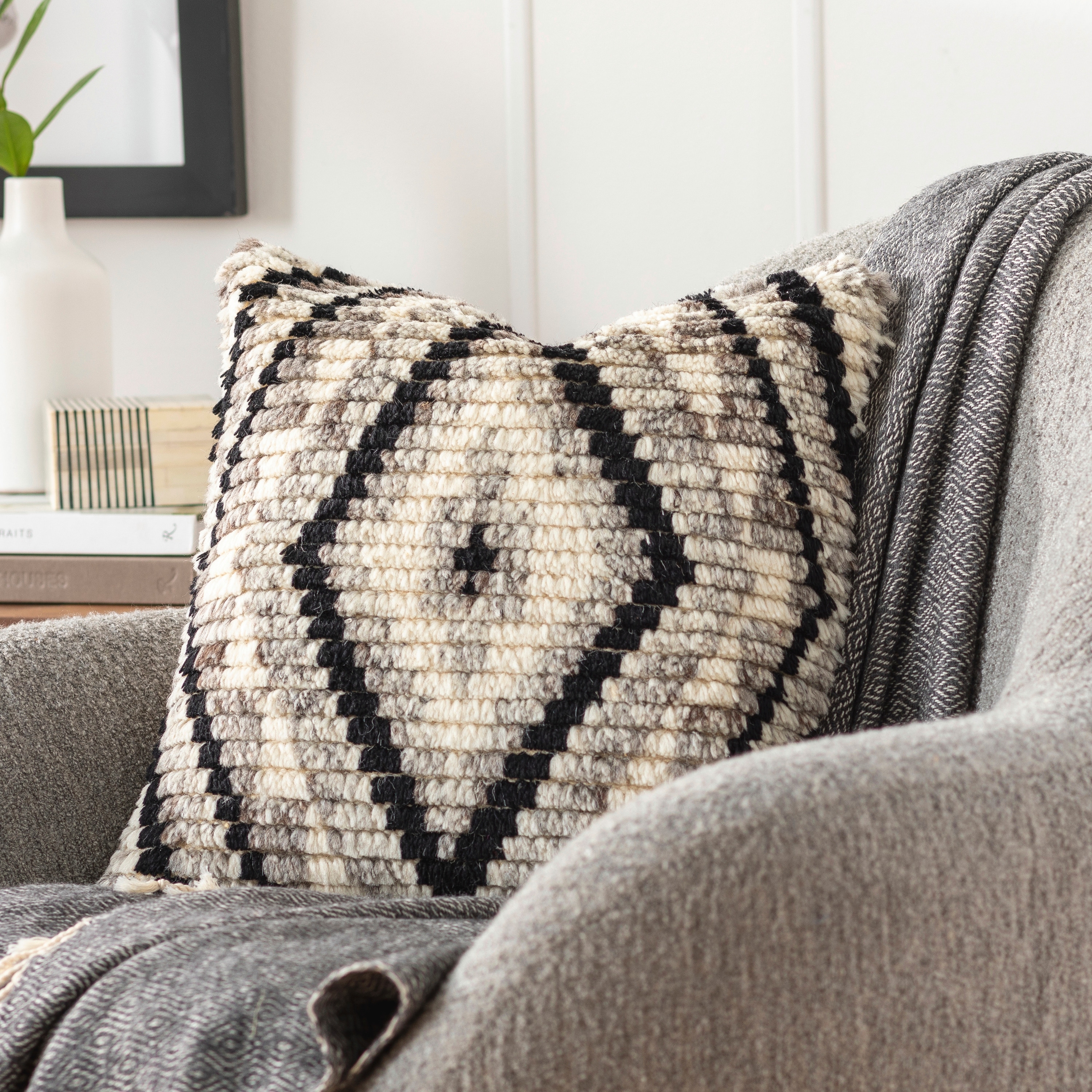Beatrix Diamond Thick Hand Knotted Throw Pillow