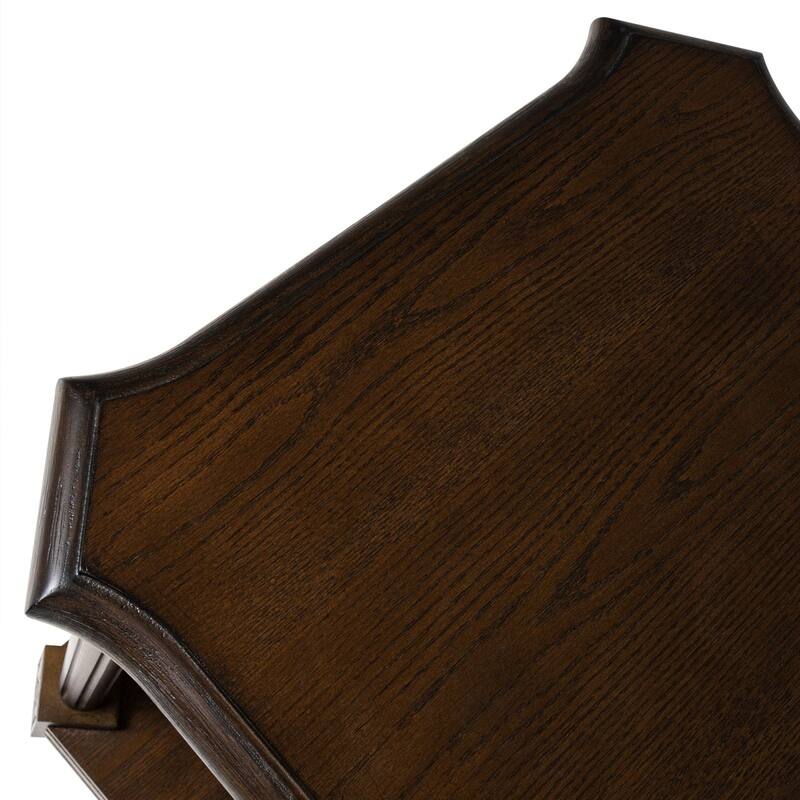 Maven Lane Pullman Traditional Square Wooden Side Table in Antiqued Brown Finish