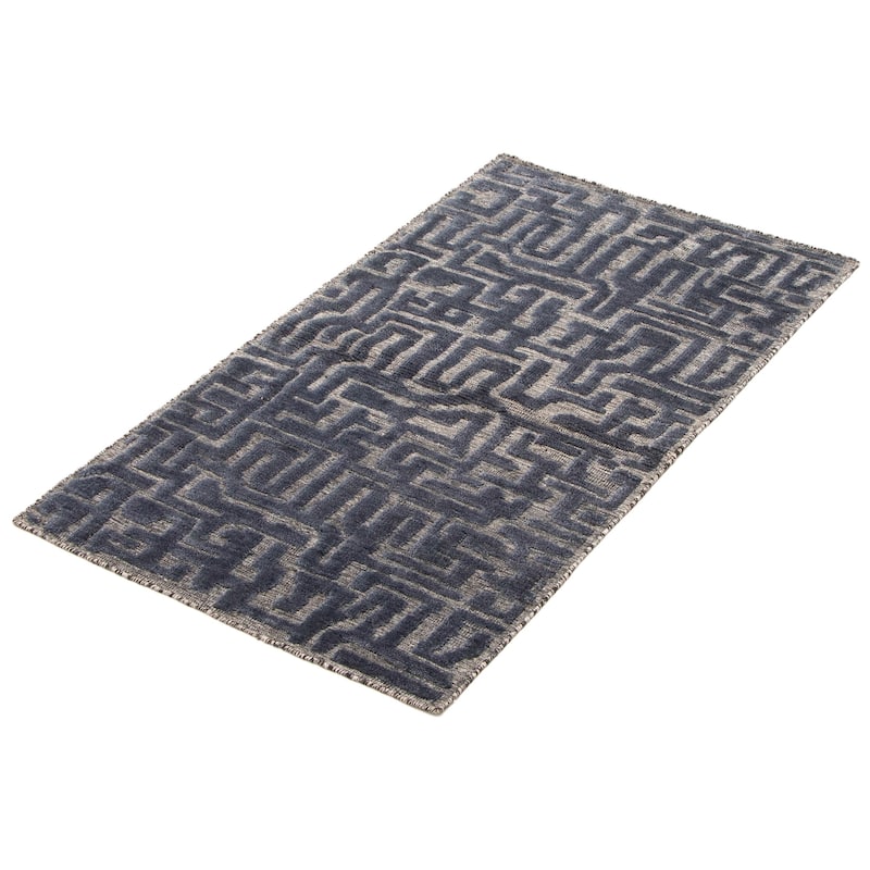 ECARPETGALLERY Hand-knotted Tangier Navy Wool Rug - 2'11 x 4'11