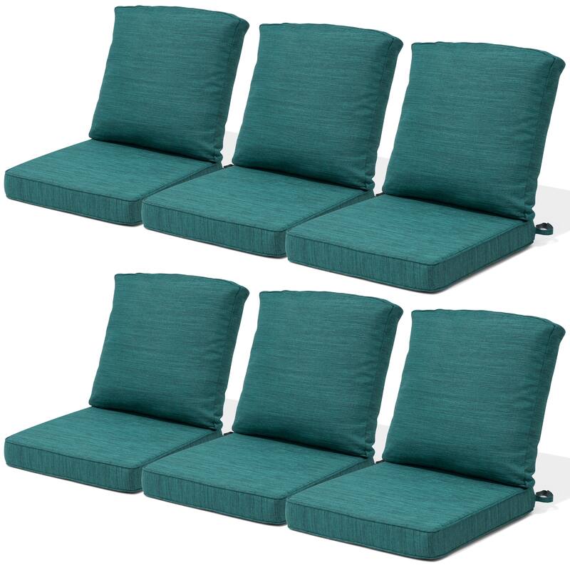 22 x 21 in Outdoor Patio Deep Seat Cushions Set Water Resistant - MALACHITE - 6PC