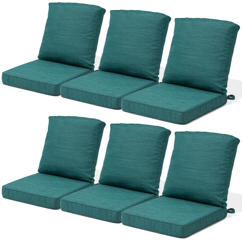 22 x 21 in Patio Premium fabric Outdoor Seat Cushions Set (Seat & Back) - 6PC - MALACHITE