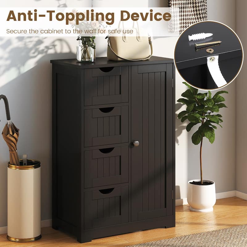 Gymax Bathroom Cabinet Floor Standing Storage Cabinet w/ 4 Drawers 1 - See Details