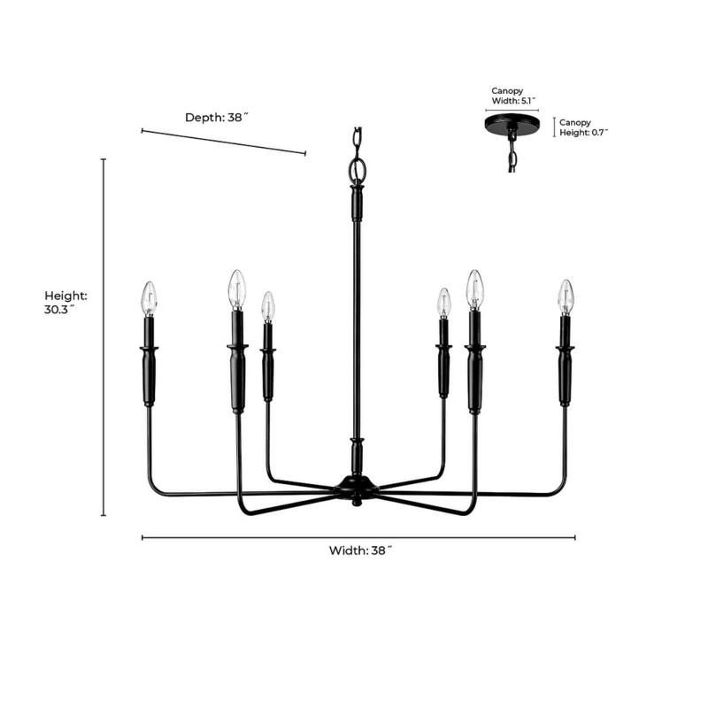 Millennium Lighting 29406 Savanne 6 Light 38" Wide Taper Candle Style