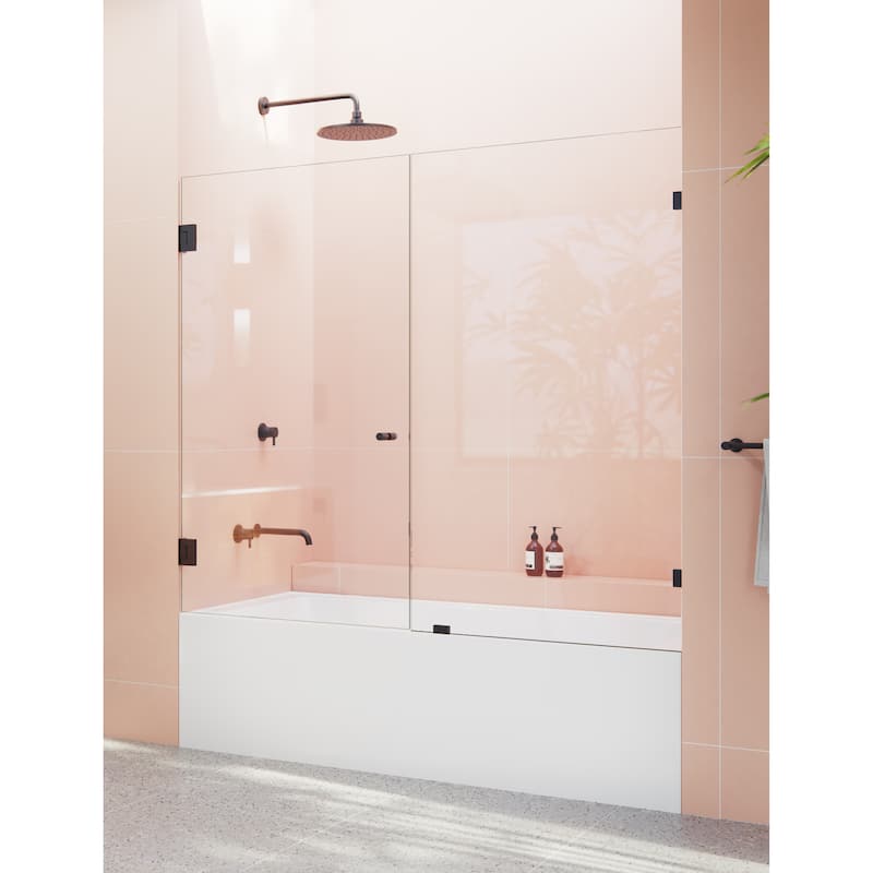 Glass Warehouse 58.25" x 68" Frameless Shower Bath Door - Wall Hinge