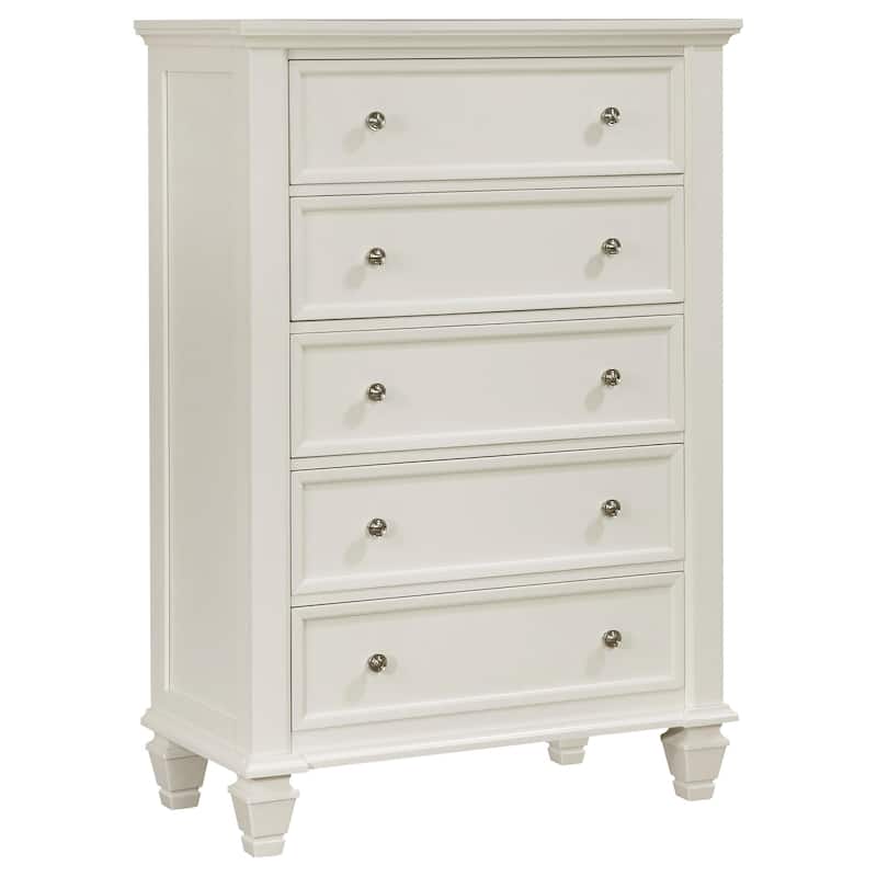 Sandy Beach Coastal Wood 5-drawer Bedroom Chest
