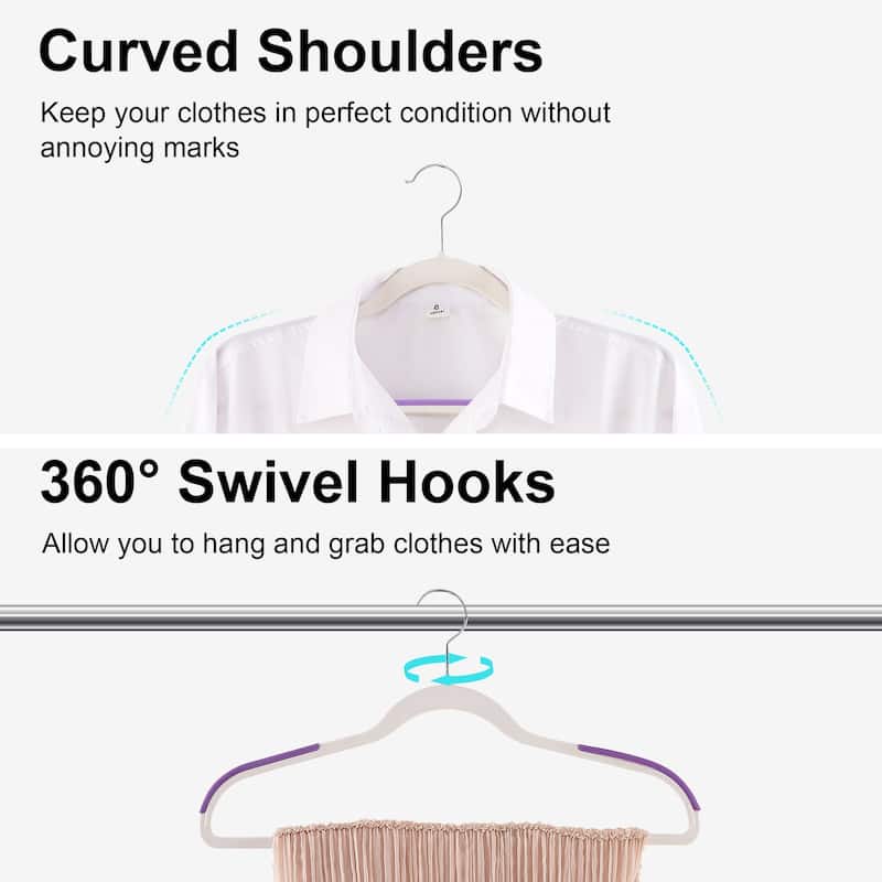 Javlergo 25/50 Pack Heavy Duty Plastic Hangers, 360º Swivel Hook Coat Hangers, Non-Slip, Space-Saving