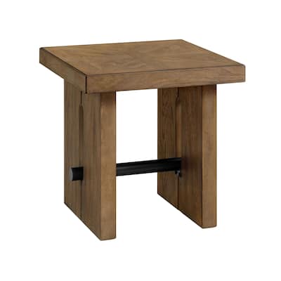 Landmark 24" Wide End Table with 2 Legs, Weathered Oak