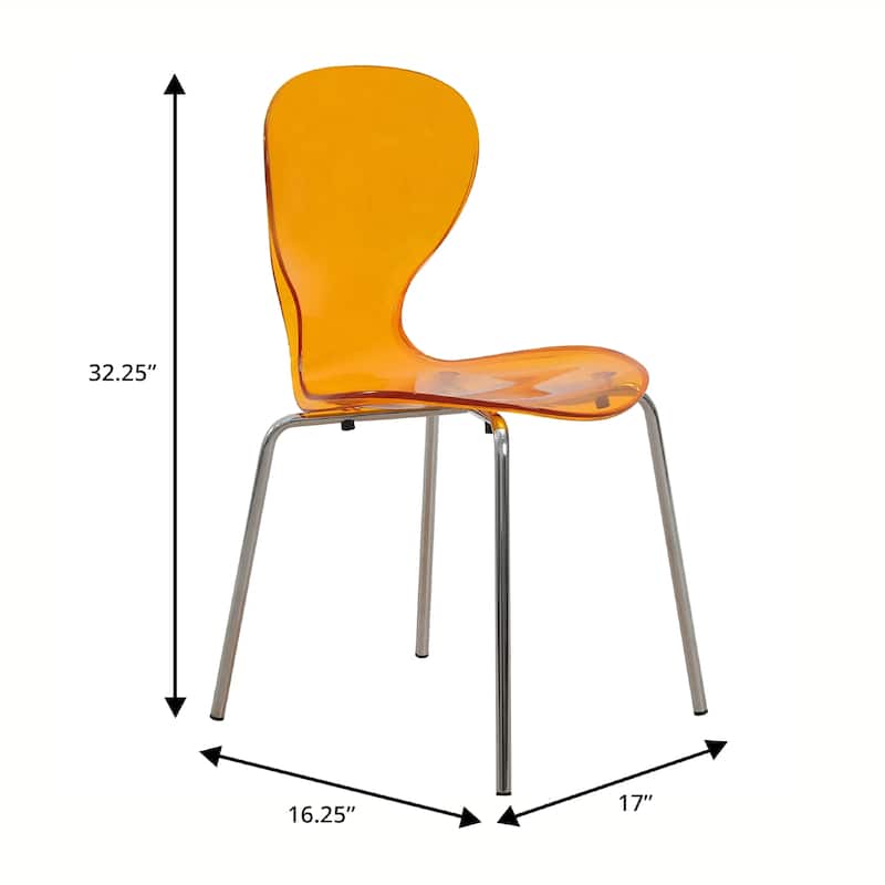 Oyster Modern Ergonomic Transparent Stackable Dining Side Chair with X Shaped Frame Rounded Seat Edge for Indoor Outdoor Use