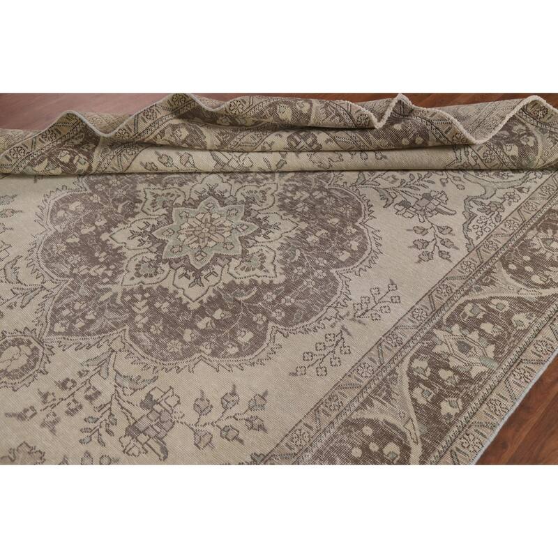 Antique Distressed Tabriz Persian Rug Handmade Wool Carpet - 6'5" x 9'3"
