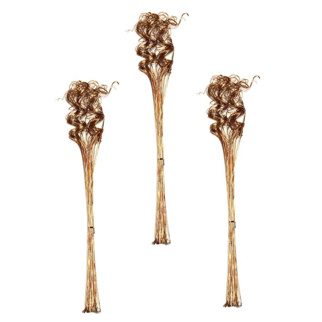 27" Curly Ting, Glitter Gold, Set of 3 Bunches