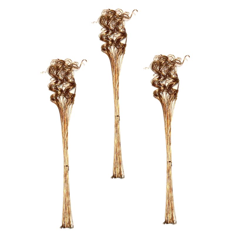 27" Curly Ting, Glitter Gold, Set of 3 Bunches