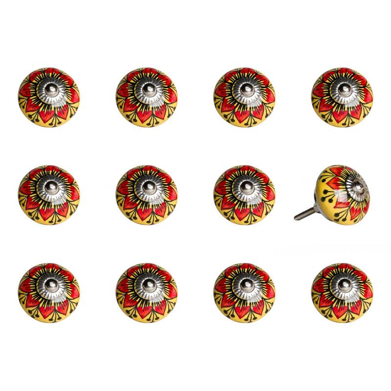 HomeRoots HomeRoots 1.5" x 1.5" x 1.5" Ceramic/Metal Multicolor 12 Pack Knob - 1.5" x 1.5" x 1.5"