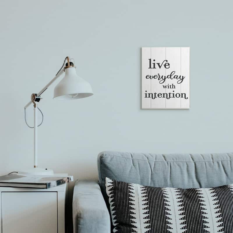 Stupell Live Everyday with Intention Quote Rustic Charm Wood Wall Art - Black