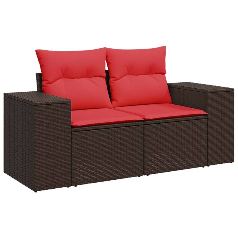 vidaXL 4 Piece Patio Sofa Set with Cushions Grey Poly Rattan - 24.4" x 24.4" x 27.2"