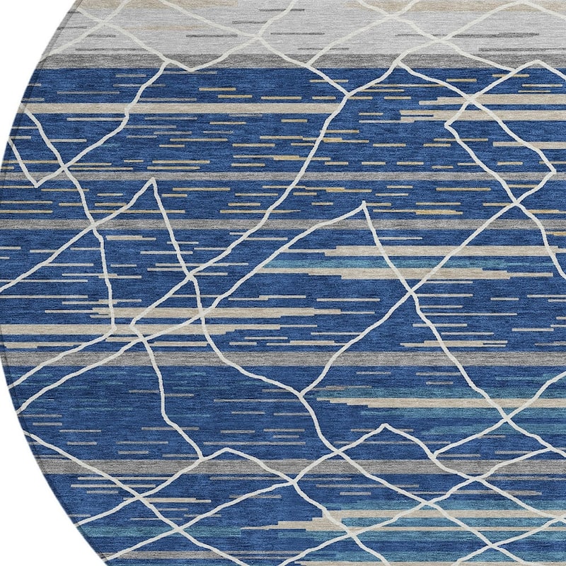 HomeRoots Striped Modern Rectangle Outdoor Rug
