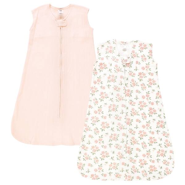 slide 1 of 1, Hudson Baby Infant Girl Thermal Sleeveless Sleeping Bag 2pk, Soft Pink Sage Rose 12-18 Months - Soft Pink Sage Rose