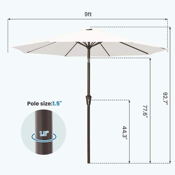 dimension image slide 1 of 13, 9-ft Patio Market Umbrella with Tilting Pole, Waterproof & Breathable Canopy