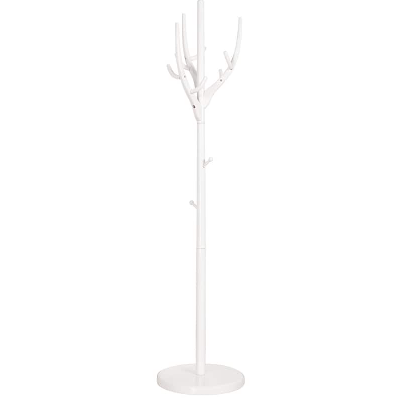 Tree-branch Rubberwood Freestanding Coat Rack with Hooks