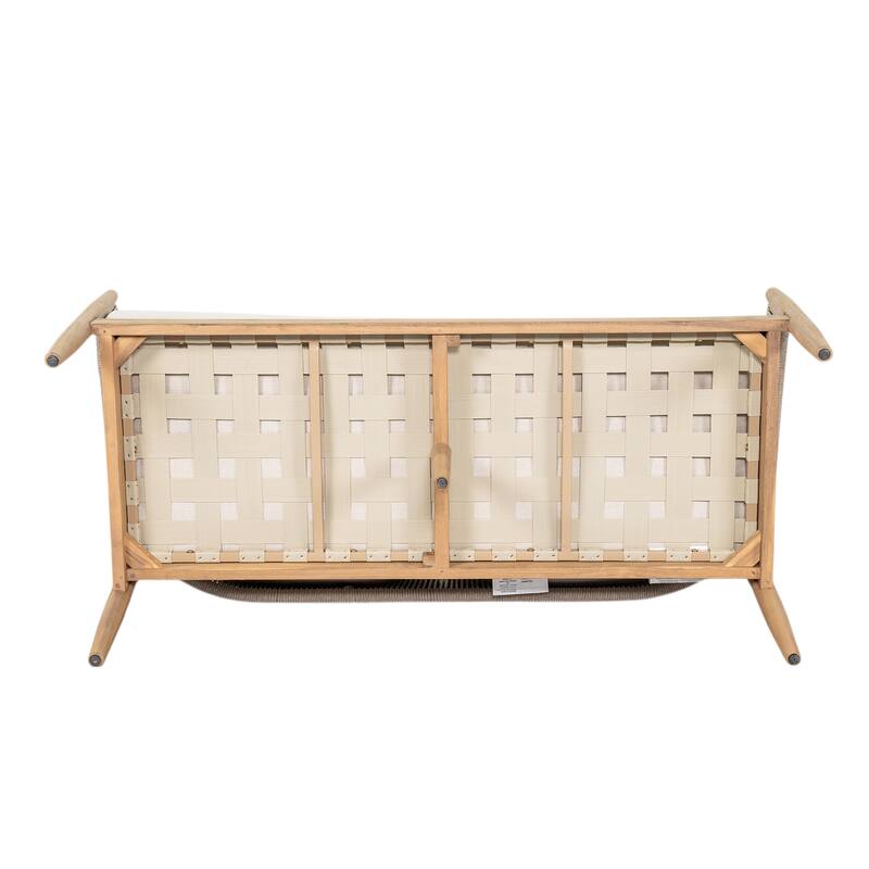 Roomfitters Verona Outdoor Acacia Wood Loveseat with Rope Detail