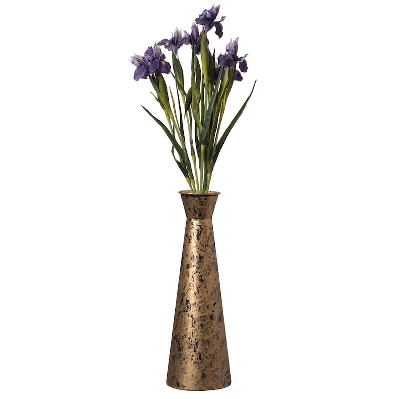 Brushed Paint Unique Straight Vase: Modern Metal Decorative Floor Vase - Flower Holder for Entryway, Living Room, or Dining Room - Small