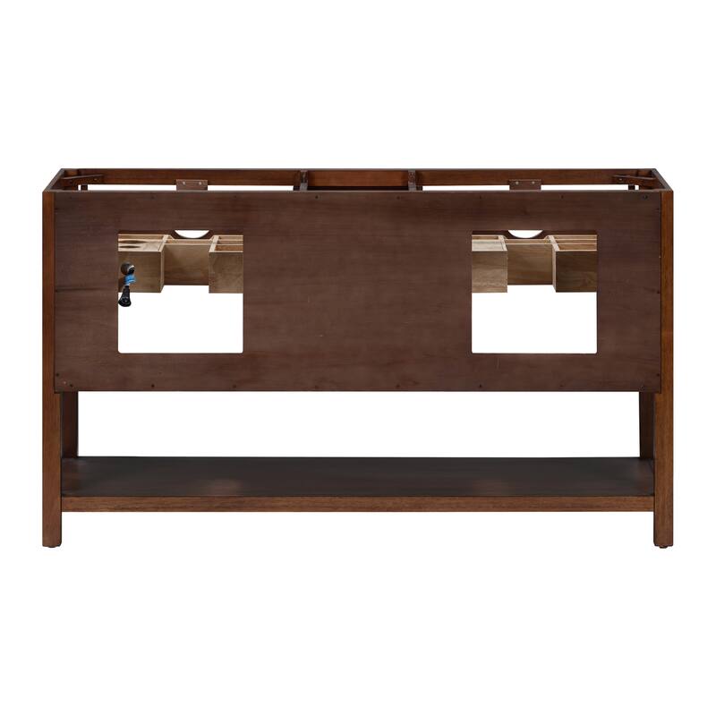 Avanity Zoe 61 in. Vanity Combo in Walnut finish with White Quartz Top