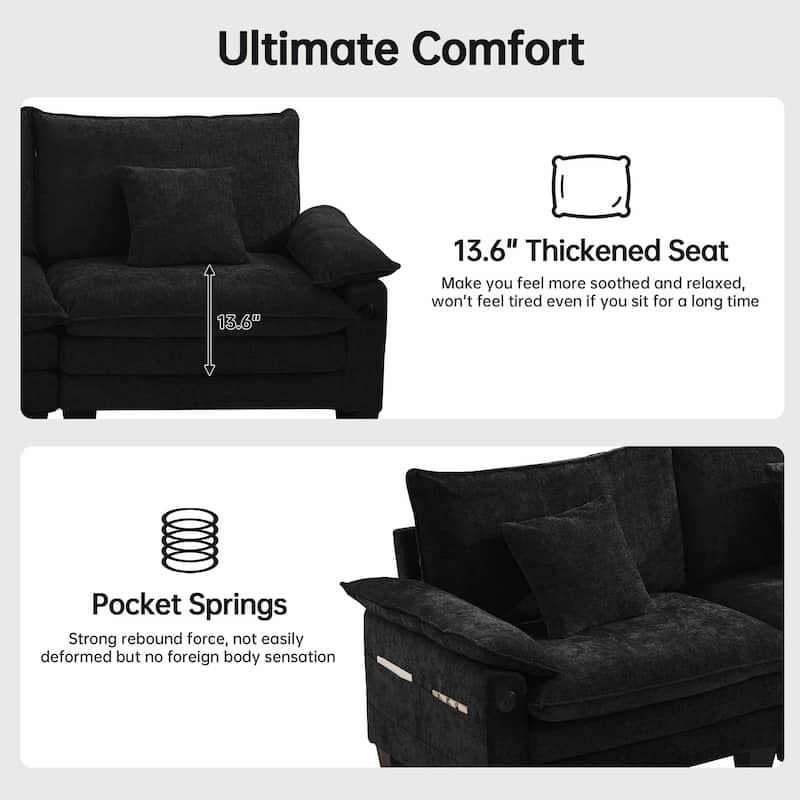 Modular Sectional Sofa Set Convertible Sectional Sleeper Sofa with Chaise for Apartment