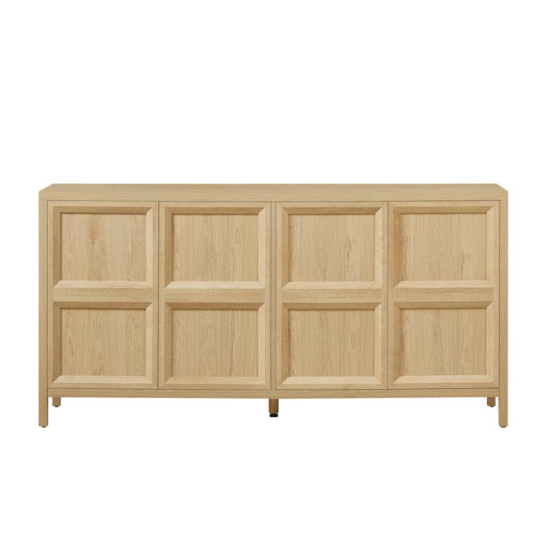 67" Modern sideboard storage cabinet with tip-on opening, soft-close hinges, and tilt-proof wall mount