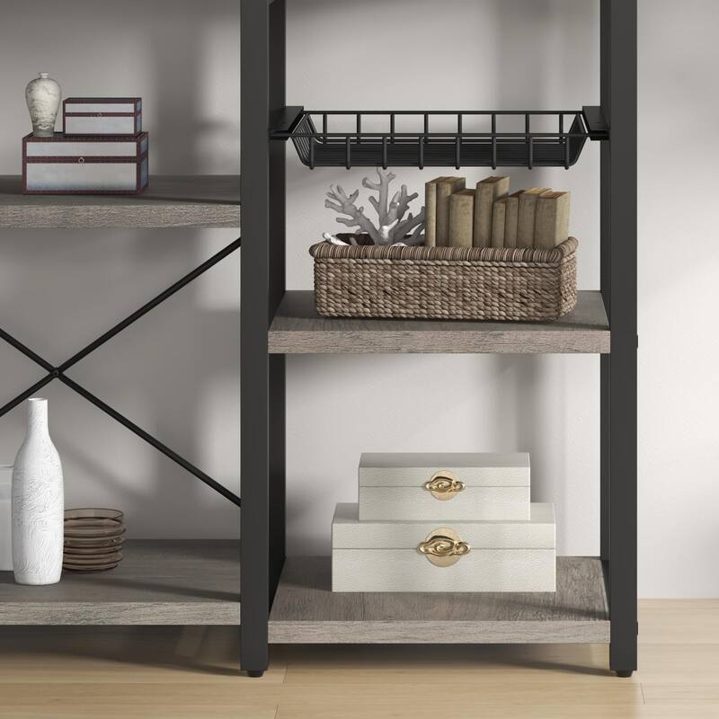 Bakers Rack with Power Outlet, 6-Tier Microwave Stand