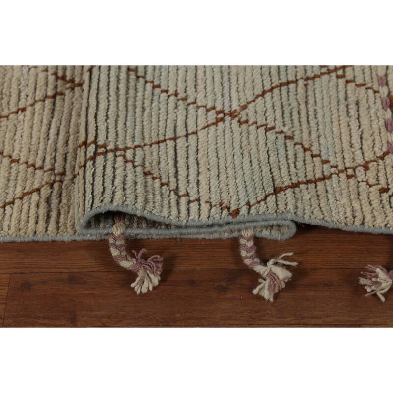 All-Over Trellis Moroccan Modern Large Area Rug Handmade Wool Carpet - 10'0"x 14'4"