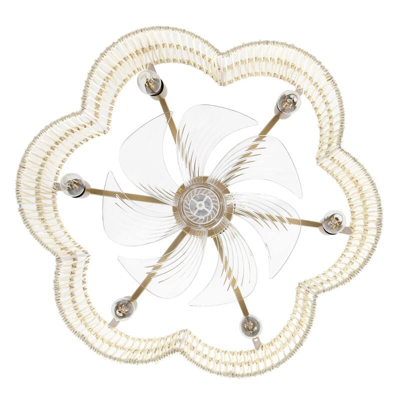 GetLedel 19.7" Woven Scalloped Rattan Ceiling Fan with Remote and Light