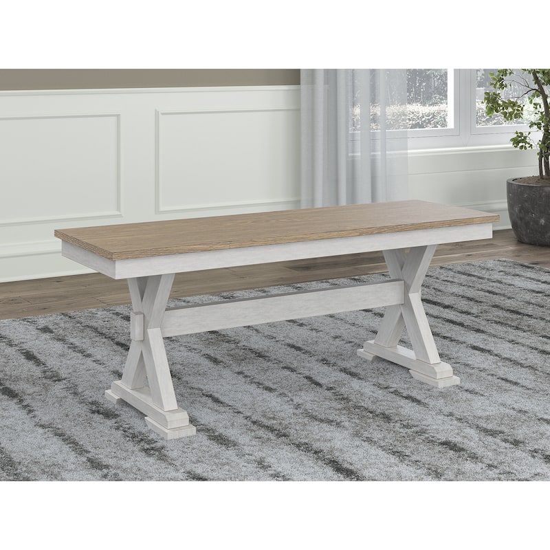 Signature Design by Ashley Westlinport Antique White/Brown 48" Dining Bench - 48"W x 16"D x 19"H
