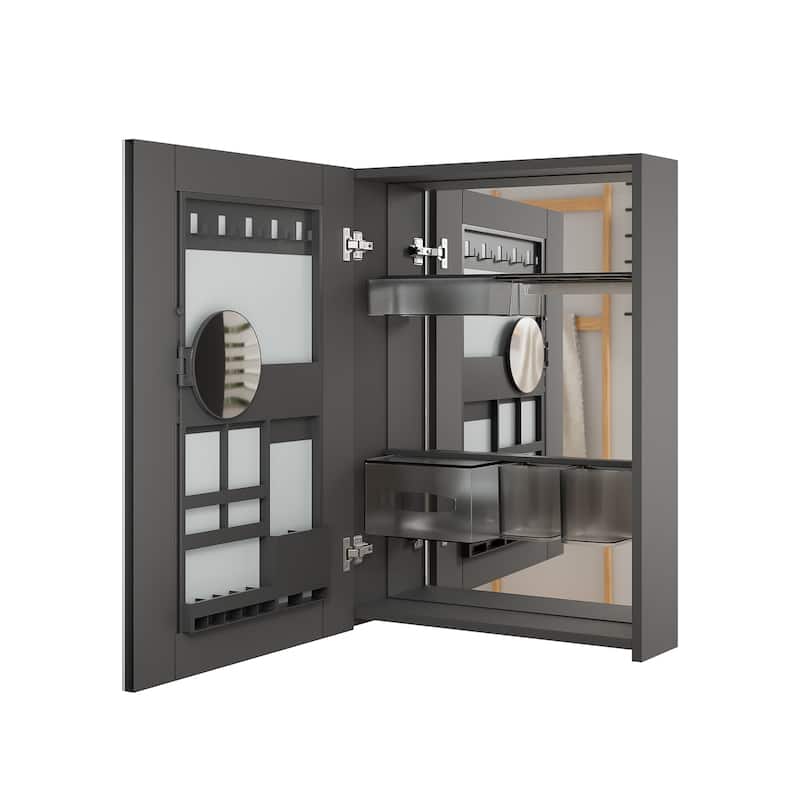 Bathroom Wall Mounted Smart Mirror Cabinet with Customizable Storage - Grey