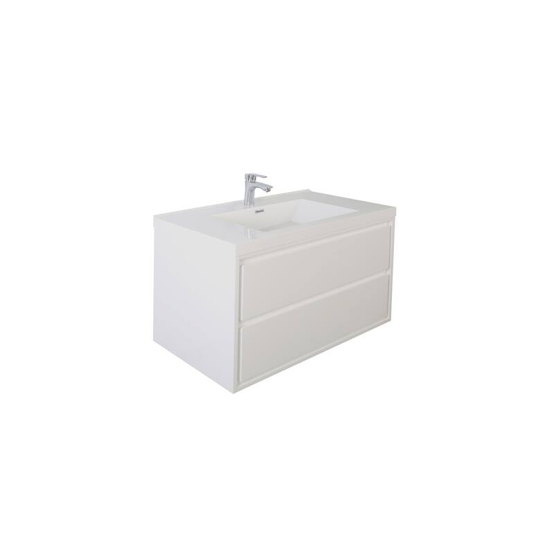 Sage 36" wall mounted bathroom vanity with single basin acrylic top