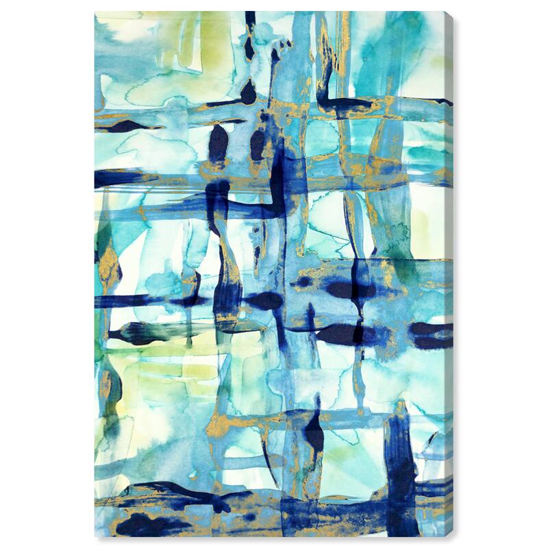 Wynwood Studio Canvas Abstract Golden Tidal Tempest Blue and Modern & Contemporary Wall Art Canvas Print