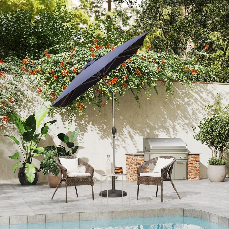 6.5 x 10 patio umbrella JEAREY 6.5x10 ft Rectangular Umbrellas Rectangle Outdoor with Push Button Tilt and Crank, Market Table Umbrella 6 Sturdy Ribs UV Protection for Poolside Garden Backyard Deck, Beige and commercial spaces like cafes Abba Patio 6.5 x 10