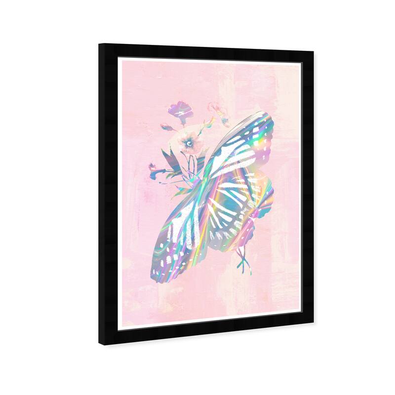 Wynwood Studio Prints Animals Shimmering Butterfly Pink and Pastel Pink Glam Wall Art Canvas Print