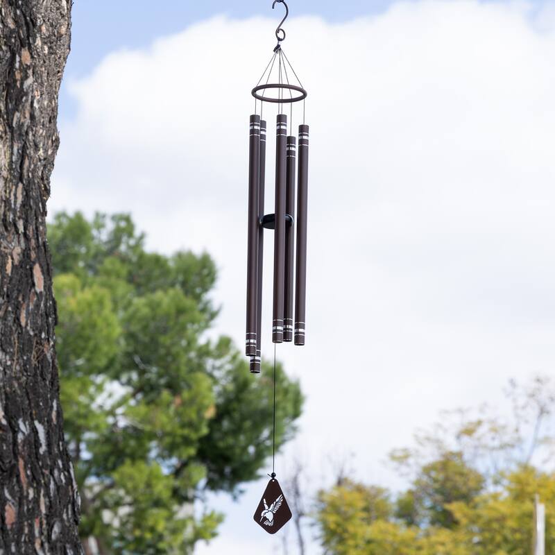 51" Brown Metal Windchime with Hummingbird Windcatcher
